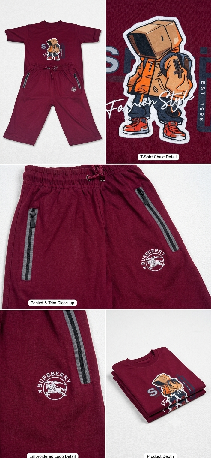 Boys Summer Printed T-Shirt & Shorts Suit