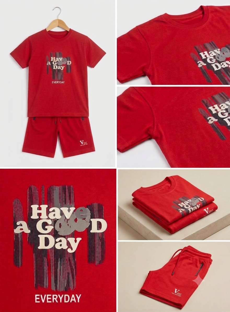 Boys Summer Printed T-Shirt & Shorts Suit
