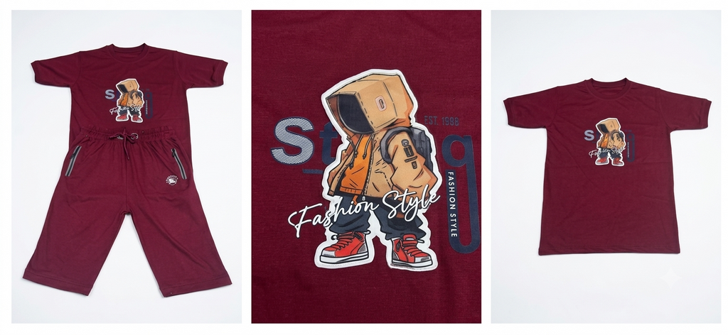 Boys Summer Printed T-Shirt & Shorts Suit
