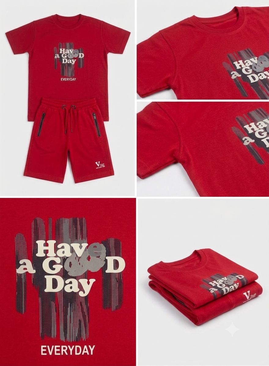 Boys Summer Printed T-Shirt & Shorts Suit