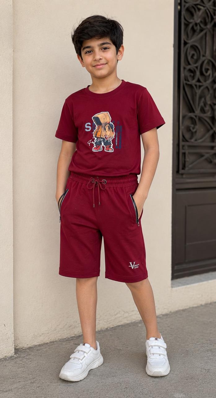 Boys Summer Printed T-Shirt & Shorts Suit