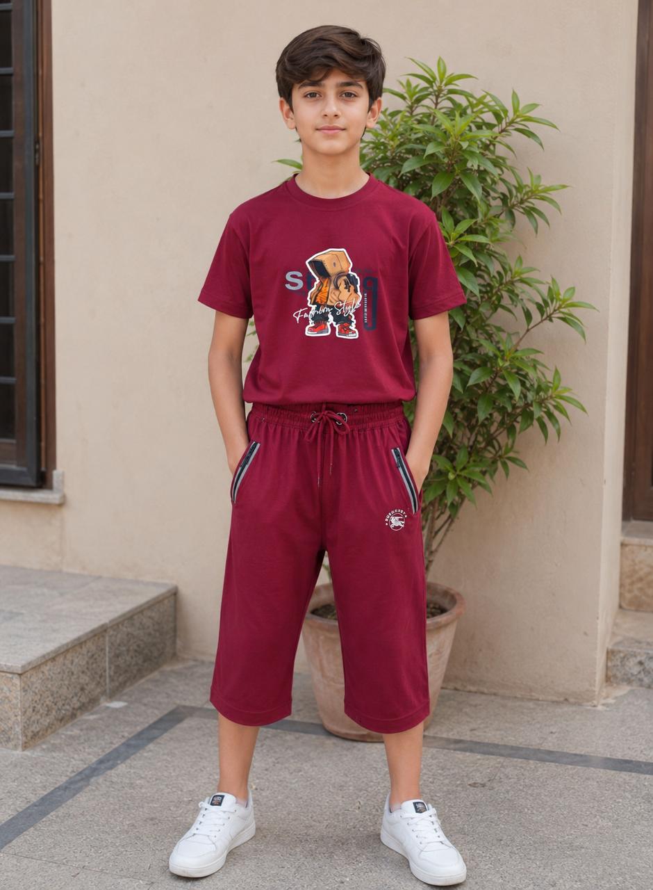 Boys Summer Printed T-Shirt & Shorts Suit